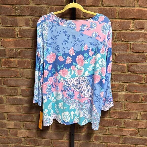 Ruby Rd Women’s Blue & Pink Floral 3/4 Sleeve Blouse Size 1X NEW - Picture 5 of 5